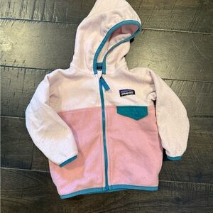 Patagonia Kids Light Pink and Teal Fleece Hoodie